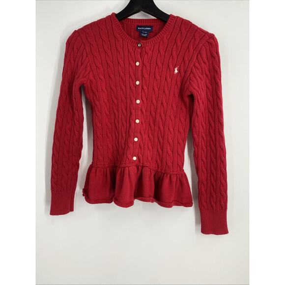 Ralph Lauren Cable Knit Dress Girls 8-10 Pearl Preppy Casual Quiet Luxury 941 - Picture 1 of 8